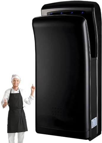 Vertikal Premium Handtork 1800W Dubbelsidig Jet Väggmonterad Handtork med Filterad Elektrisk Handtork Borstlös Motor för Badrum Kommersiellt eller Hemmabruk Black