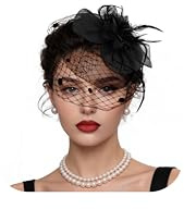 REVOLIA Fascinators Hats for Women Tea Party Hat Floral Feathers Mesh Headwear Vintage Lace Headband Veil Hair Clip Cocktail Wedding Church Party - Black