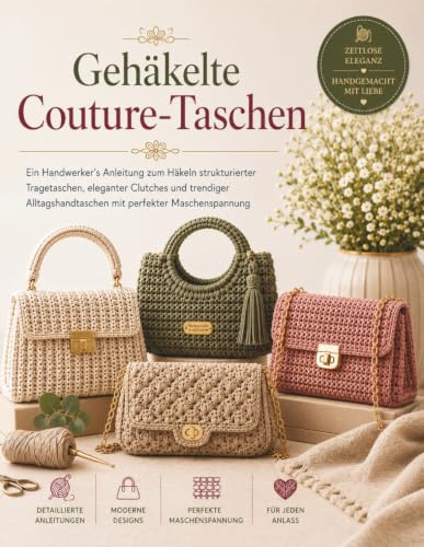Gehäkelte Couture-Taschen: Ein Handwerker's Anleitung zum Häkeln strukturierter Tragetaschen, eleganter Clutches und trendiger Alltagshandtaschen mit perfekter Maschenspannung