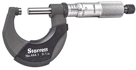 Starrett Outside Micrometer with Advanced Sleeve Design, Satin Chrome Finish and Insulated Frame - Quick and Easy Adjustment, 0-1 Range, .0001 Graduations - T444.1XRL-1