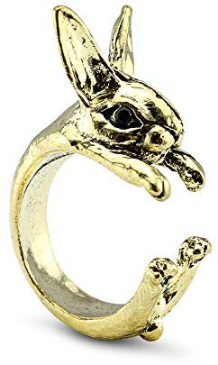 Serebra Jewelry Hasen Kaninchen Ring mit Silber-, Bronze-, Schwarztönung Größenverstellbar Damen (Bronze)