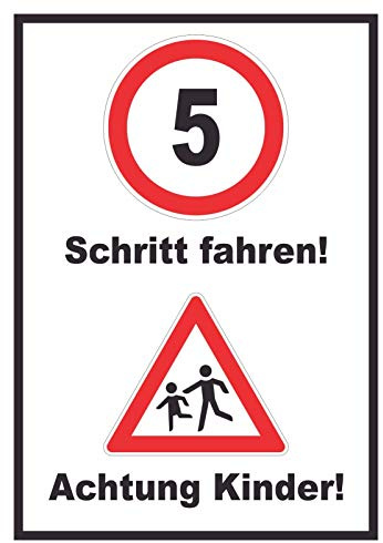 HB-Druck Schritt Fahren Achtung Kinder Schild A2 (420x594mm)
