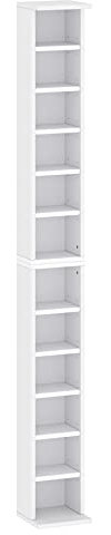CD DVD Regal CD Ständer - Platz für 102 CDs lub 36 DVDs/Blue Ray Wohnzimmerregal Kinderregal Standregal Bücherregal Organization Schrank in vier Farben (Weiß, 20 x 21 x 183.6)