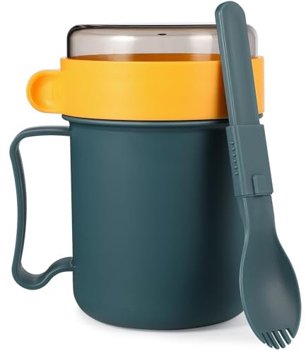 Cabilock Microwave Mug à soupe de taille petit: Récipient alimentaire micro-ondes Micro- Ondes Soupe Tasse avec Couvercle Et Cuillère Soupe À- Aller Conteneur Céréales Tasse avec Couvercle pour