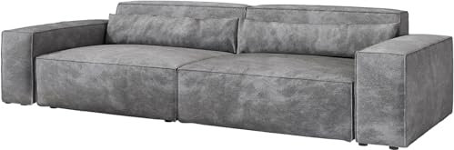 DELIFE Big-Sofa Sirpio XL Mikrofaser Taupe 270x130 cm