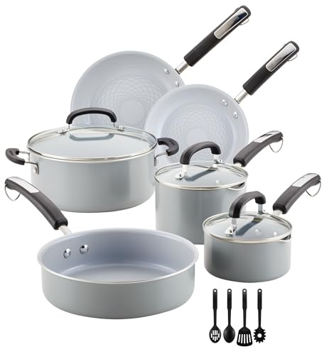 Farberware EcoAdvantage Ceramic Nonstick Cookware/Pots and Pans Set, 13 Piece - Gray