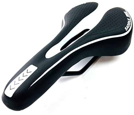 Hallenwerk Weiss mit SCHWARZ Gel Fahrradsitz Fahrradsattel Fahrrad Sattel Mountainbike Rennrad Tourensattel Atmungsaktiv Ergonomisch