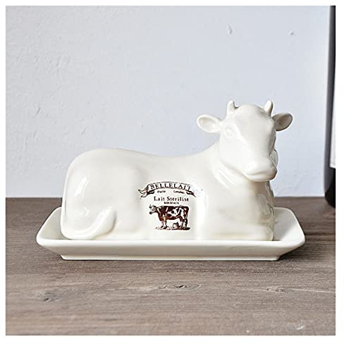 Smörrätt Ostskiva Creative Cow Shape European Style Bord Smörrätt med lock Bread Dish Pastry Dish Smörbehållare