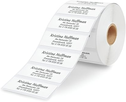 GoodMarkt Lot de 225 étiquettes d'adresse autocollantes personnalisées - 46 x 17 mm - Papier blanc - Composé de 1 à 4 lignes avec le texte de votre choix - Autocollants nominatifs pour lettres