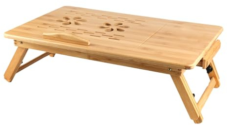 Vassoio da Letto Tavolino PC Letto, Tavolino Computer Letto,Vassoio da Letto Pieghevole Bambu, Tavolino da Letto Vassoio da Letto, per Portatile Computer Portatile per Colazione con Cassetto