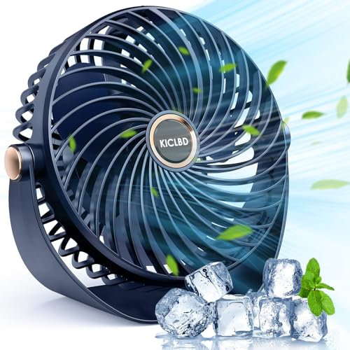 KICLBD Mini Desk Fan, USB Table Fan with 5 Speeds Strong Airflow,Cooling Portable & Ultra-Quiet, Desktop 360°Rotatable Head and Charging for Home Office Bedroom Library Summer Gift