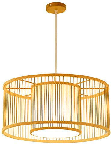 SHUANGZ Suspension Bambou 1 Lumière Lustres À Baldaquins en Bois Lampe Suspendue Tissée À 1 Lumière en Forme De Dôme Lampe Réglable en Bambou Tissé Naturel pour Salle À Manger, Salon, Salon De Thé