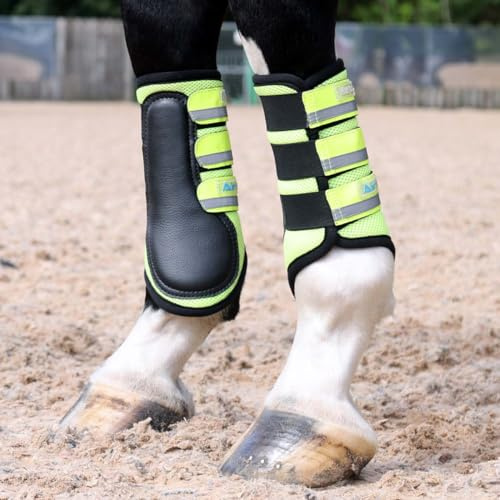Masta Air-Flux 3D Air-Mesh Brushing Boots - Breathable & Lightweight Protection for Joints & Tendons, Set of 2 PONY Yellow