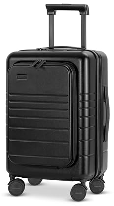 ETERNITIVE - Handgepäck Koffer I Reisekoffer aus Polycarbonat & ABS I Größe: 54 x 34 x 23,5 cm I USB-C- und USB-A-Port I Koffer Leicht mit Rollen 360° I Hartschalenkoffer mit TSA-Schloss I Schwarz