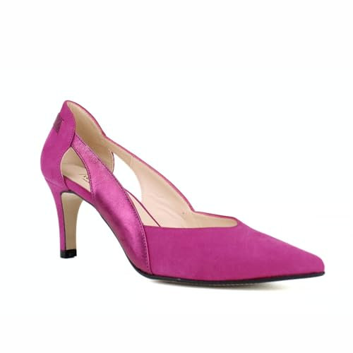 Genérico Salón de Ante con Adorno en safrón y tacón 7 cm (Fucsia, Sistema Tallas Calzado EU, Adulto, Números, Mediano, 41)