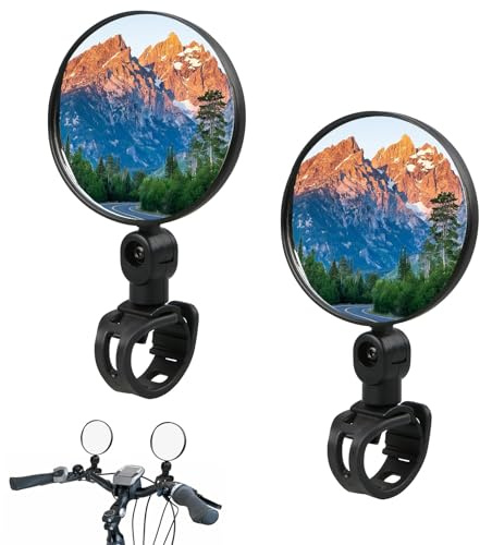 2 Pack Bike Mirrors Rear View With Silicone Handle 360° Rotatable