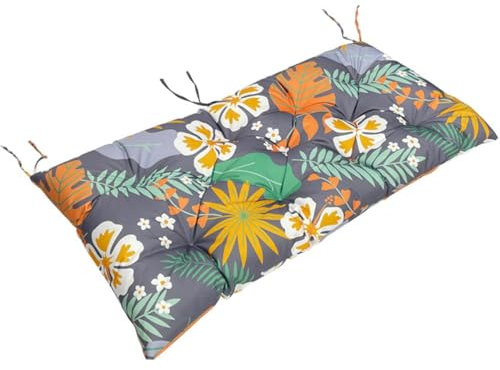 Cojín impermeable para banco de jardín de 2/3 plazas, 8 cm de grosor, antideslizante, con lazos, cómodo cojín para muebles de porche interior, diseño de flor del mañana