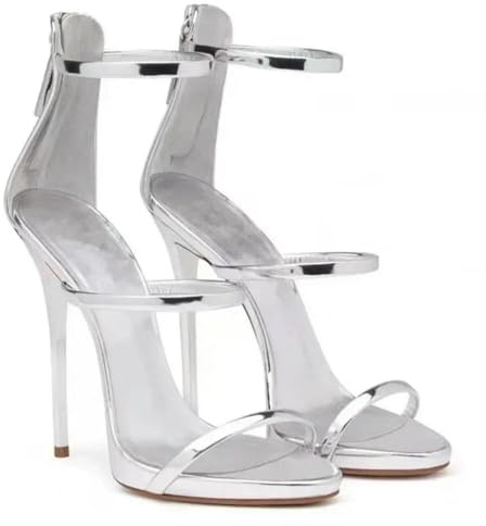 SECWL Sandali con Tacco a Spillo Sexy Estivi da Donna, Moda, Alta qualità, Cerniera per Banchetti, Cinturino Combinato, Scarpe con Tacco Alto