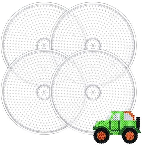 4pcs Hama Beads Pegboard, Fuse Beads Boards, Plastic Hama Bead Boards, 5mm Fuse Bead Board for Hama Bead, Transparent Fuse Beads Pegboard for Children Adults DIY Round