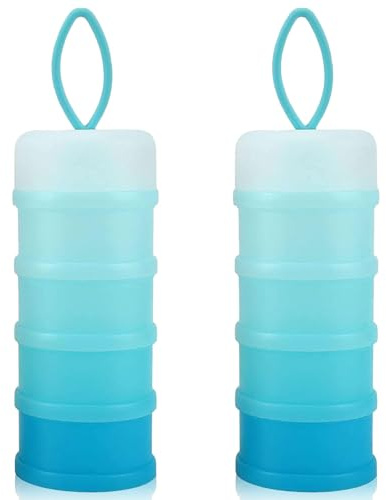 Dosatore per Latte in Polvere,2 Pezzi Dispenser di Latte in Polvere con 4 Scomparti,Contenitore Latte in Polvere per Neonati,Ermetico,Portatile,per Viaggio,Cereali,Frutta
