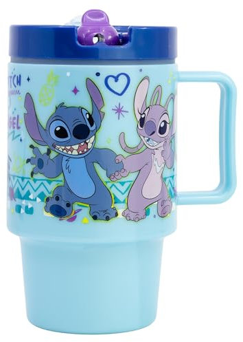 Stitch Tasse en plastique pour enfant avec couvercle 530 ml