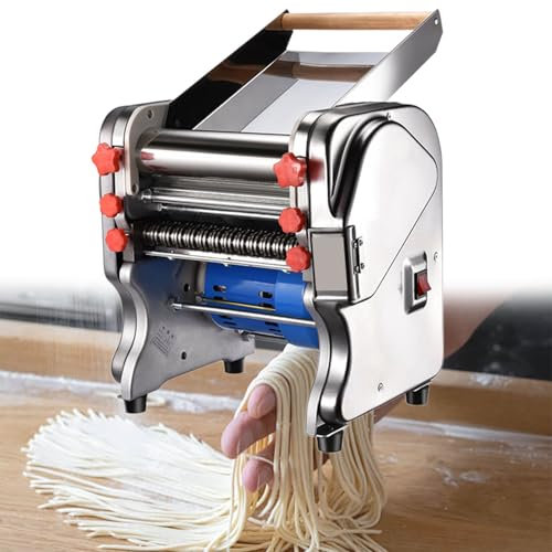 XSDAJSD Máquina para Hacer Pasta eléctrica Comercial de Acero Inoxidable, máquina cortadora de Fideos con Rodillo para Masa, para Pasta Fettuccine