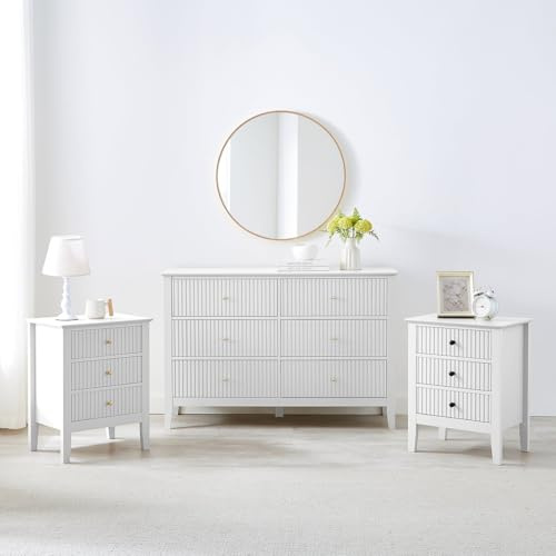 Melody Maison Large Chest of Drawers and Pair of Bedside Tables - Hales White Range