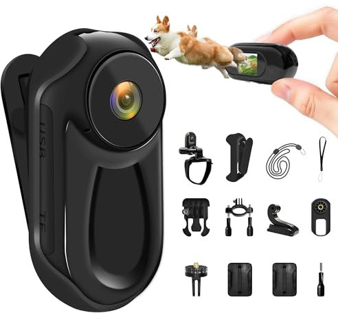 Mini Action Cam,Bodycam Körperkamera Mini 1080P mit 0,85-Zoll-Display,Daumen Body Cam,Multifunktions Actioncam,Tragbare Motorrad Kamera,Wearable POV Kamera,Outdoor-Reiten Actionkameras,Helmkamera