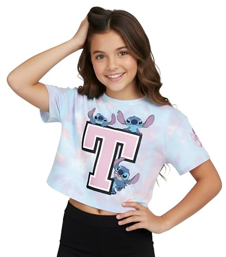 Disney Stitch Crop Top for Girls & Teenagers, Tie Dye Blue, 5/6 Years