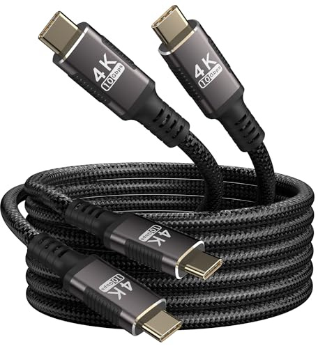 KMMXXCPM Cavo USB-C lungo 2 metri [2Pezzi 2M] Compatibile con Thunderbolt 3 Cable,Cavo USB C 3.1 10Gbps Trasferimento Dati,Cavo Type C Ricarica Rapida 100W,USBC Video 4K/2K,per Laptop/Monitor/Hub/SSD.