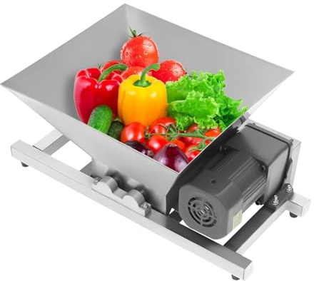 Elektrische Obstmühle, kommerzielle Obst- und Brotzerkleinerungsmaschine mit 20 kg/h Leistung, 4 l Fassungsvermögen, Edelstahl-Obst- und Gemüsezerkleinerungsmaschine zur Herstellung