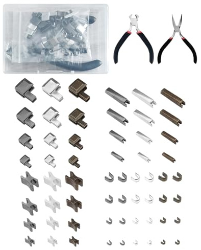 Aezzybe Kit Riparazione Cerniere Lampo Metallo 62 pezzi con pinza taglio terminale e pinza punta, 3 colori e 4 misure (#3, #5, #8, #10) cursore a singola apertura, cursori a U/H