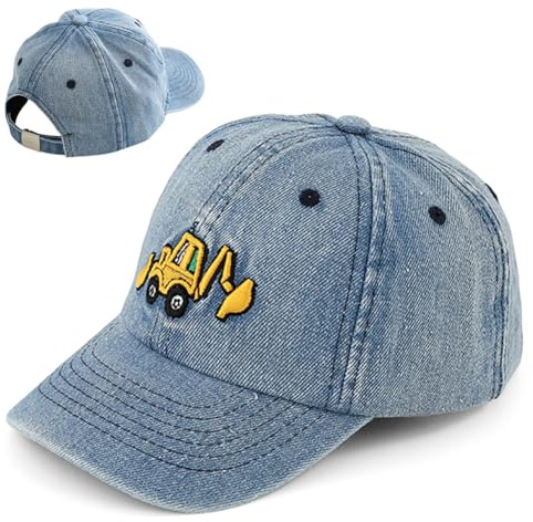 VorPrillynt Auto Cappellino Baseball, Escavatore Cappello da Baseball, Bambino Cappello Baseball Regolabile, Blu Denim Auto Cappello Bambino Cappellino da Baseball Estivo, per Bambini, 2-6 Anni