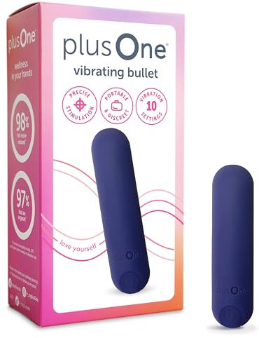 plusOne Bullet Vibrator for Women, Mini Vibrator Made of Body-Safe Silicone, Fully Waterproof, USB Rechargeable, Sex Toy Personal Massager with 10 Vibration Settings, Purple