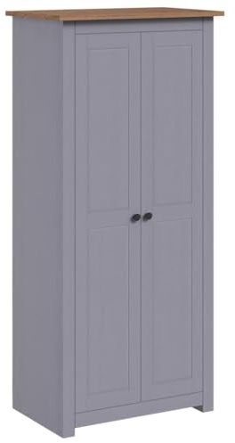 vidaXL Armadio a 2 Ante Ampio Compatto con Ripiani Appendiabiti Guardaroba 80x50x171,5 cm cm Grigio Legno Massello di Pino Panama Range