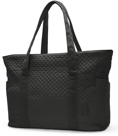 BAGSMART Large Tote Bag For Women, Travel Shoulder Bag Top Handle Handbag with Yoga Mat Buckle for Gym, Work, Travel(Black, Large