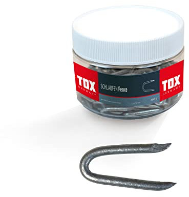 TOX Fence Wirestraps, crampons en acier pour fixation de fil, en forme de U, galvanisé à chaud, 2,5 x 25 mm, 1 boîte, 400 g (210 pcs.), 063260102, Grey