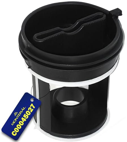 Pelusas Filtro Lavadora para Bomba Desague 65 x Ø 60 mm con el Código Original 045027 C00045027 para Indesit para Whirlpool - Garantía de 10 Años - MONTERAL