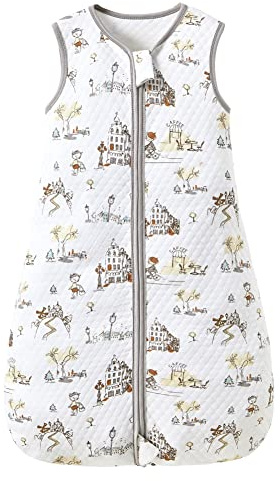 Fairy Baby Sleeping Bag 1.0 TOG Sleeveless Swaddle Blanket for Newborn Boy Girl Soft Breathable 100% Cotton Sleeping Sack Grey 0-6Months