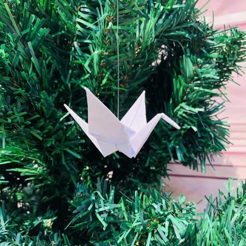 100PCS 5.9 White Premade Origami Paper Cranes Folded Handmade DIY Birds Garlands for Wedding Party Favor Birthday Baby Shower Supplies Peace Doves Happiness Good Luck (5.9)