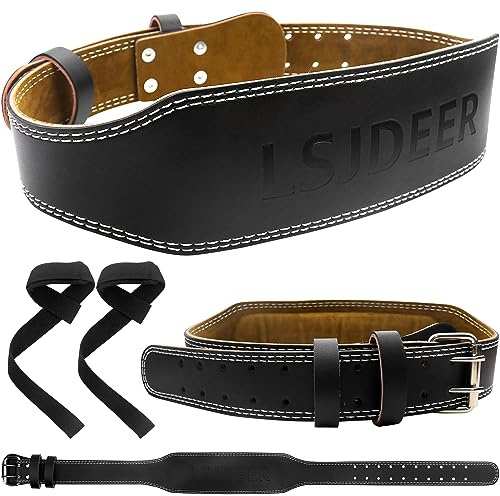 Leather Weight Lifting Belts for Men, Gym Belt for Weight Lifting, Lower Waist Back Support for Powerlifting Weightlifting Heavy Duty Workout Strength Training Bodybuilding Cross Training Dip