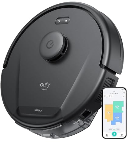 eufy Clean Aspirateur Robot L60, Aspiration Ultra-Forte de 5 000 Pa, Navigation Laser iPath, pour Le Nettoyage en Profondeur des sols, idéal pour Les Poils, sols durs