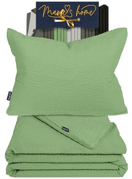 Marie´s Home Baby Bettwäsche Seersucker Bettwäsche 100 x 135 Set Bettbezug + 1 Kissenbezug 40x60 Sommerbettwäsche Kinderbettbezug mit Kissenhülle, 100 x 135 cm + 40 x 60 cm, Salbei