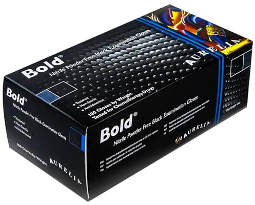 100 Black Bold Nitrile Gloves Extra Large Gloves Protection for Medical, Industrial - Latex-Free, Powder-Free - Black Nitrile Gloves Ideal for Cleaning, Tattooing, Automotive More. 100 X-Large (1 Box)
