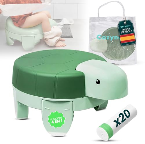 COZYNEST Orinal Bebe Portátil 4 en 1 | Orinal Entrenamiento con Asiento Reductor, Escalón y Función Antisalpicaduras | Ideal para Niños y Niñas | Fácil de Limpiar y Transportar