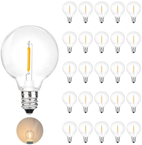 MZYOYO G40 LED Glühbirnen Außen,G40 E12 LED Glühbirne,Kunststoff,2700K Warmweiß LED Birnen,G40 Ersatzbirnen für Lichterkette,für Party Dekoration,AC 230V, 0,7W Ersatz 5 Watt,25 Stück
