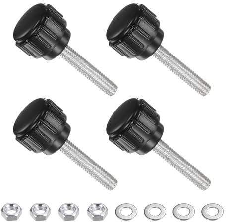 CoCud Vis à oreilles moletées, filetage M4 longueur 20mm, serrage plastique avec écrous et rondelles - (Applications: pour machines à scier), lot de 4