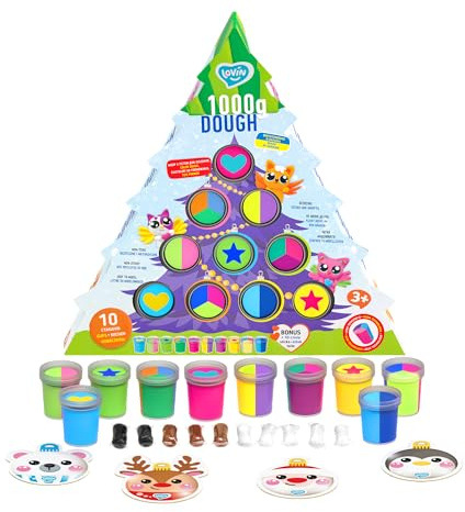1000g Dough Lovin Sculpting Set Christmas Tree, Craft Kits for Kids - Arts and Crafts for Kids - Colour Dough Modelling and Sculpting Playdough Set - Ideal Creative Activity Kit for Children