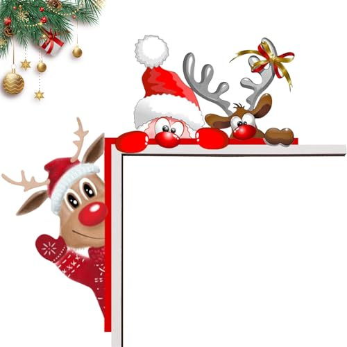 Dörrkarm juldekoration, trä juldekoration dörrkarm, jul älg jultomte kreativ dörr dekoration, dörrdekoration jul, vänster sida jultomtemönster, för dörr, fönster, öppen spis etc