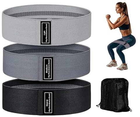 S.ROMZA Elastique Musculation Lot de 3 Niveaux de Force Bande de Résistance Bandes de Résistance en Tissu Tricoté-pour Musculation，Fitness，Yoga，Pilates (Gris Clair, Gris foncé, Noir)
